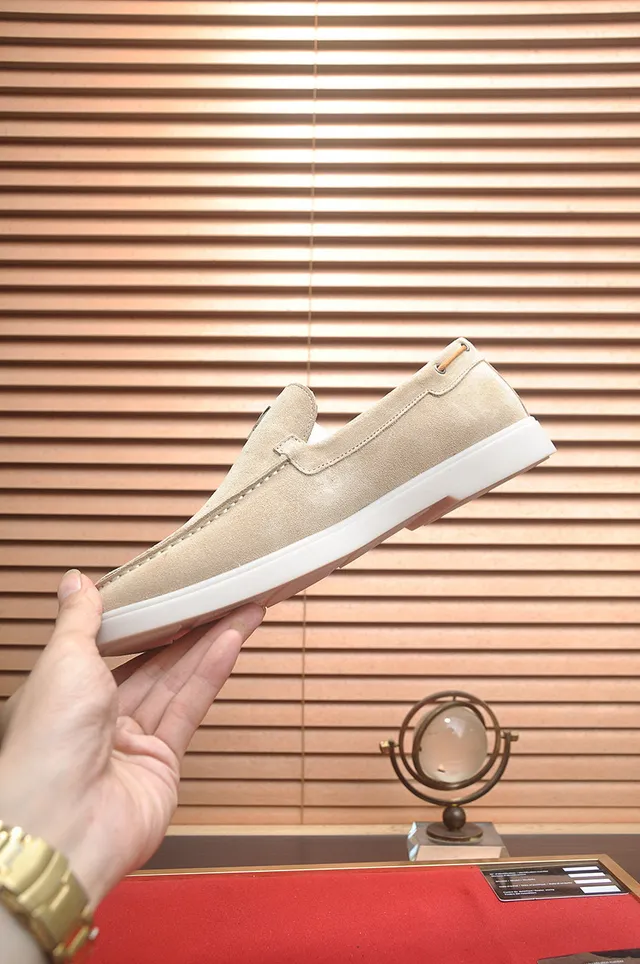 Beige White Suede Upper Moccasin Stitching Loafer 5