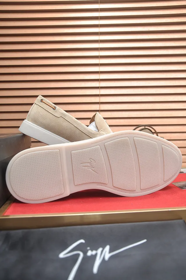 Beige White Suede Upper Moccasin Stitching Loafer 7