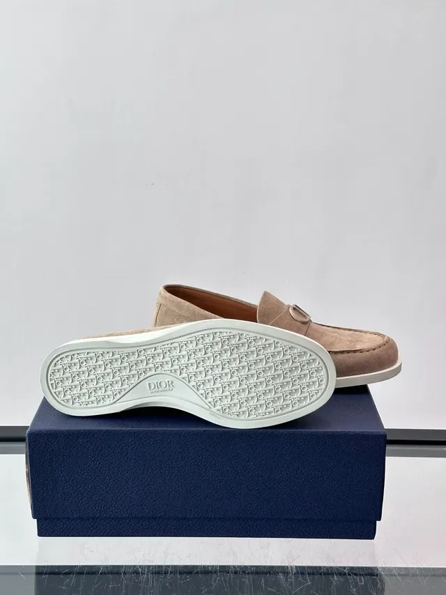 Beige White Suede Upper Rubber Sole Loafer 2