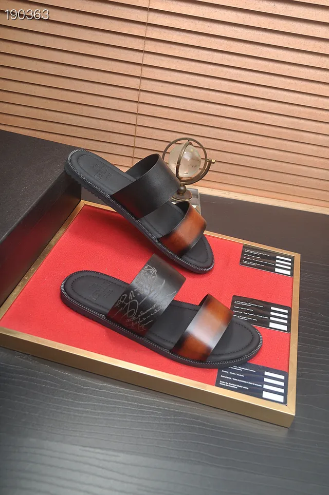 Berluti Alessandro Slide Black Brown Two-Strap Inner Casual Sandals 3