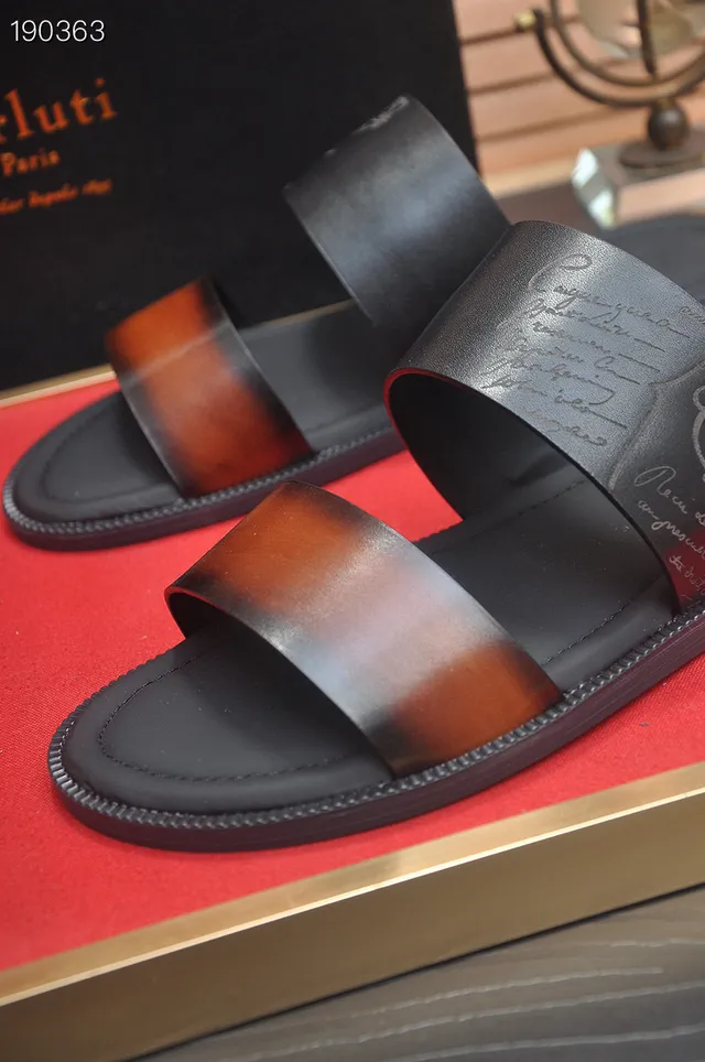 Berluti Alessandro Slide Black Brown Two-Strap Inner Casual Sandals 4