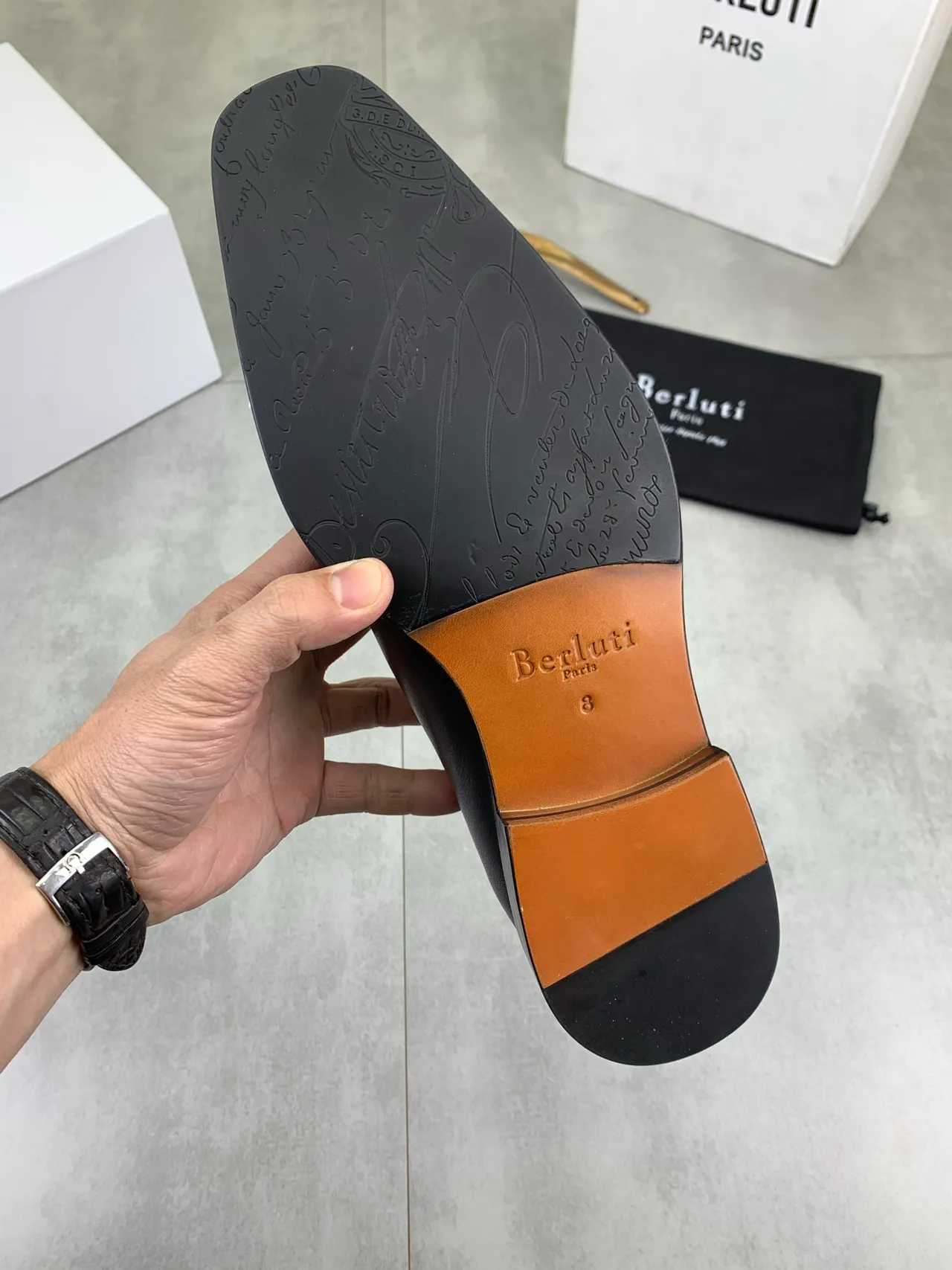 Berluti Black Smooth Leather Oxford Shoes 3