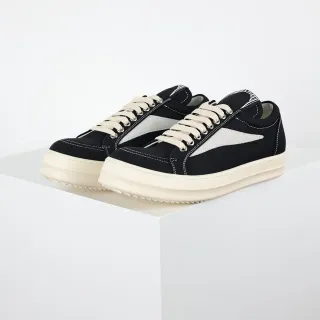 Tênis low-top de lona preto e bege