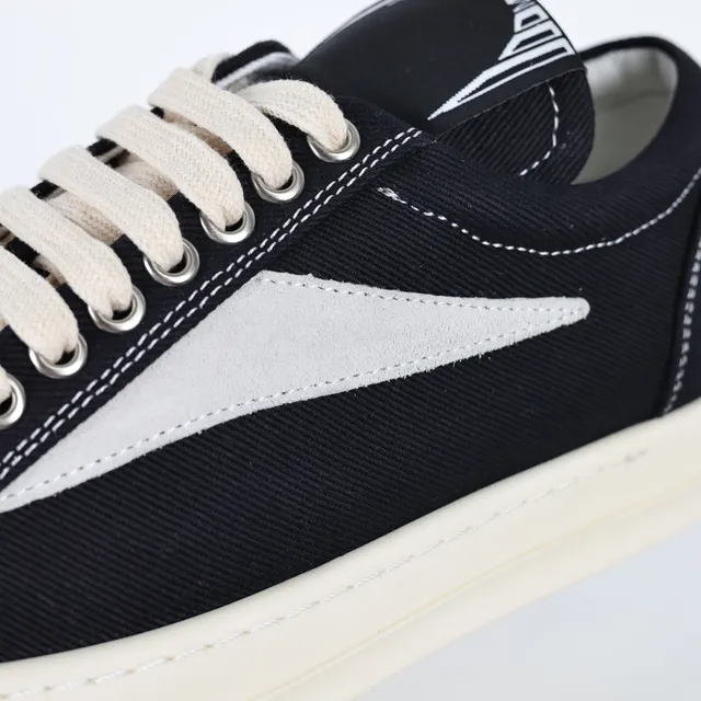 Black and Beige Canvas Low-Top Sneakers 6