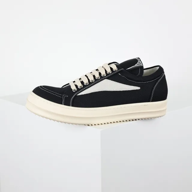 Black and Beige Canvas Low-Top Sneakers 9