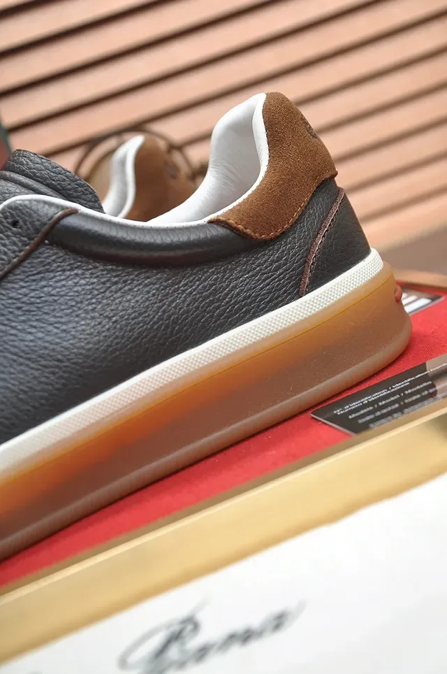 Black and Brown Leather-Suede Panelled Low-Top Gum Sole Lifestyle Sneaker 2