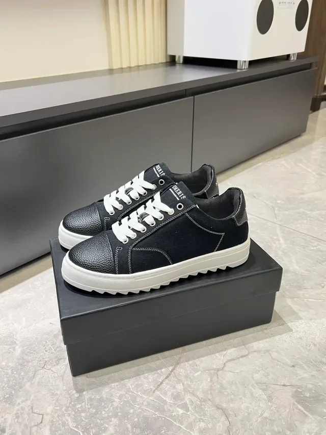 Black and White Canvas and Leather Toe Cap Lifestyle Sneakers 5