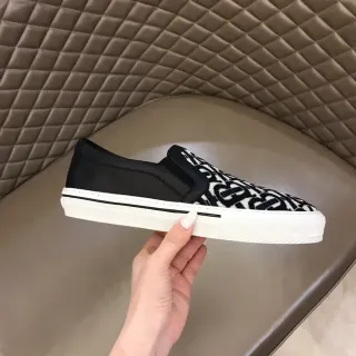 Black and White Monogram Slip-On Lifestyle Sneakers