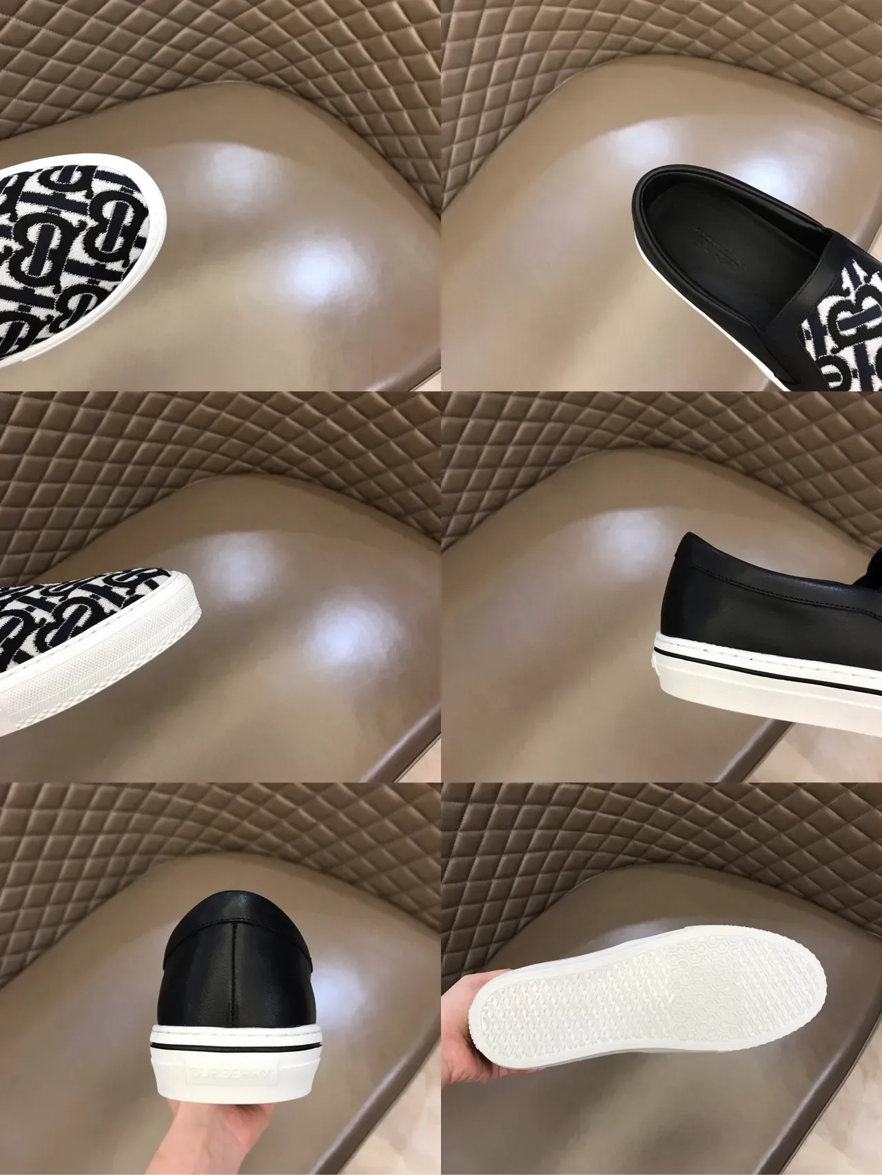 Black and White Monogram Slip-On Lifestyle Sneakers 2