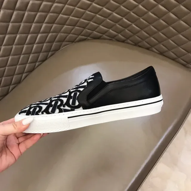 Black and White Monogram Slip-On Lifestyle Sneakers 3