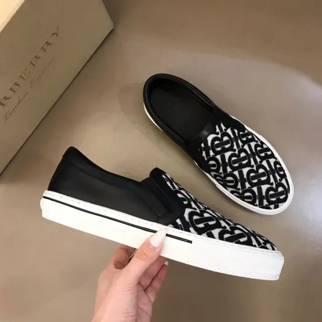 Black and White Monogram Slip-On Lifestyle Sneakers 6