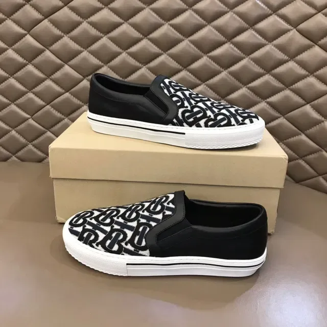 Black and White Monogram Slip-On Lifestyle Sneakers 7