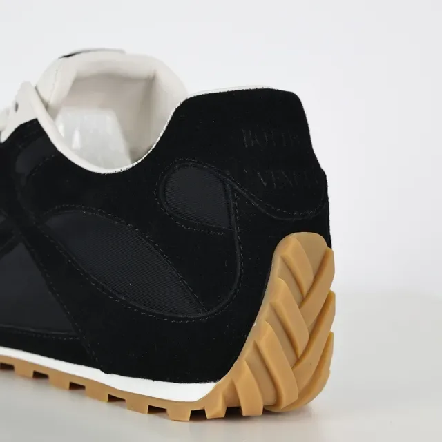Black and White Suede Mesh Panel Sneakers 4