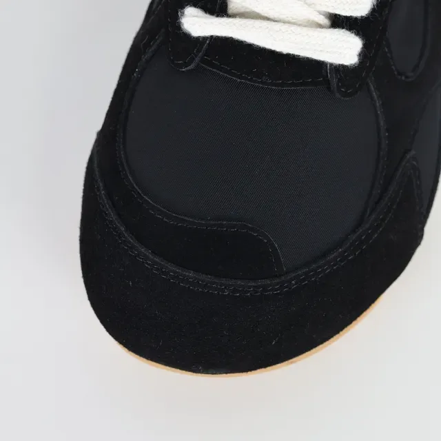 Black and White Suede Mesh Panel Sneakers 5