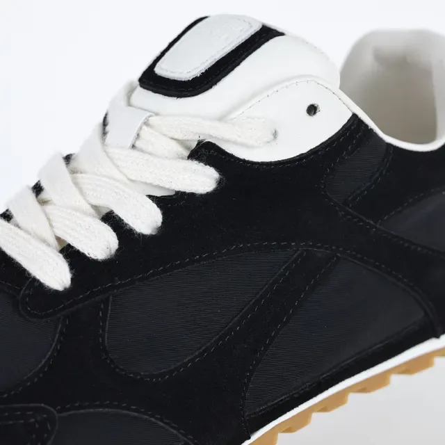 Black and White Suede Mesh Panel Sneakers 6