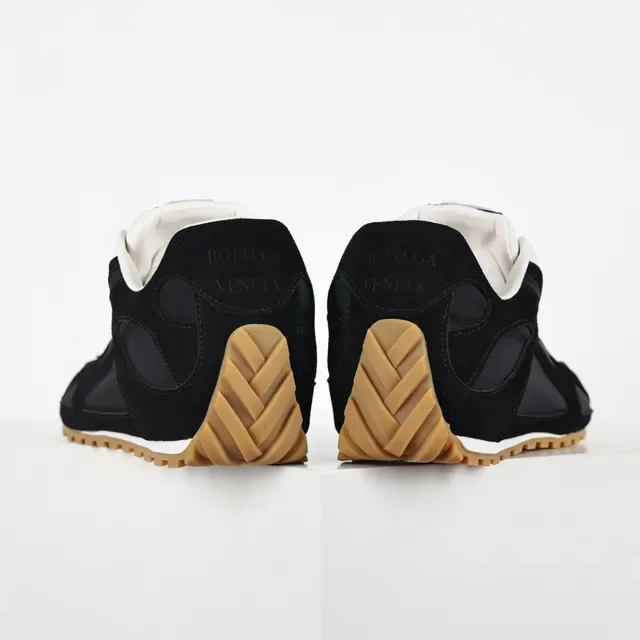 Black and White Suede Mesh Panel Sneakers 8