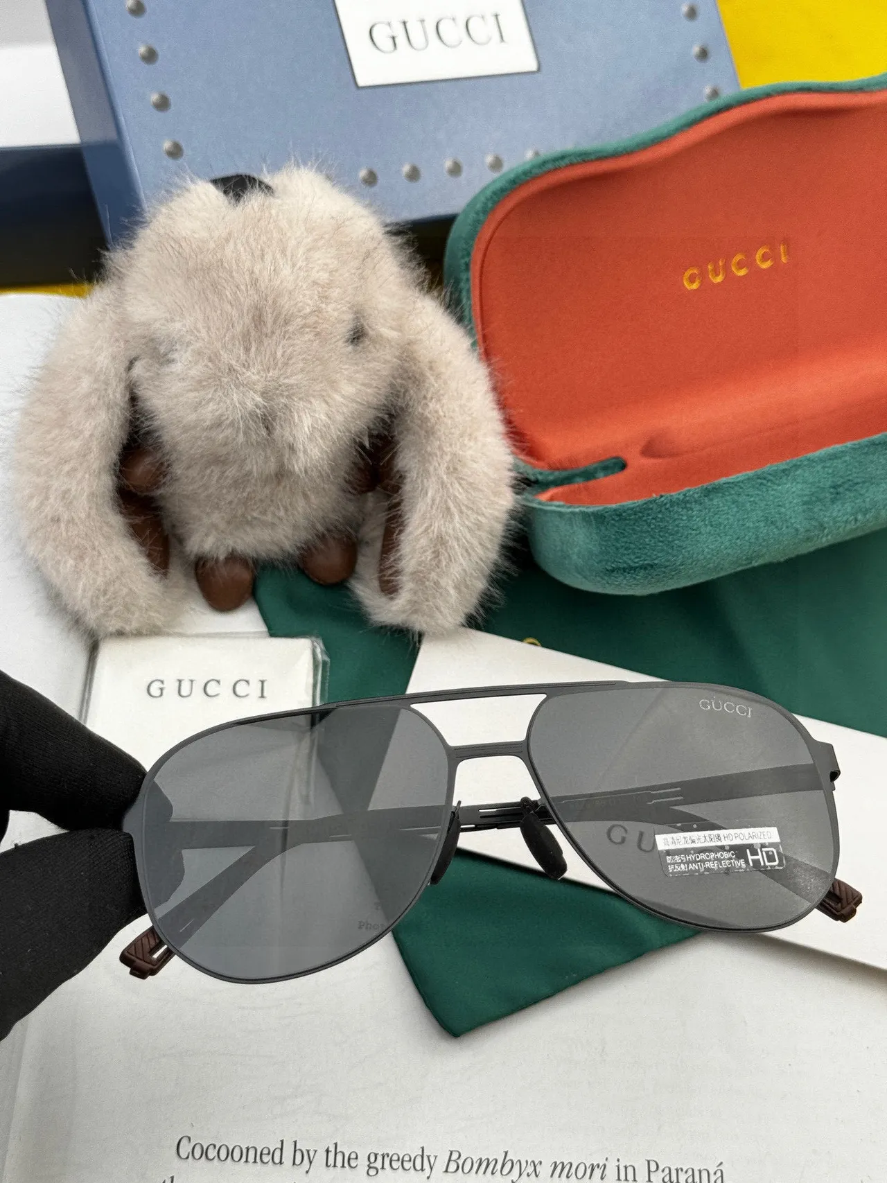 Black Aviator-Style Gradient Lens Sunglasses 6