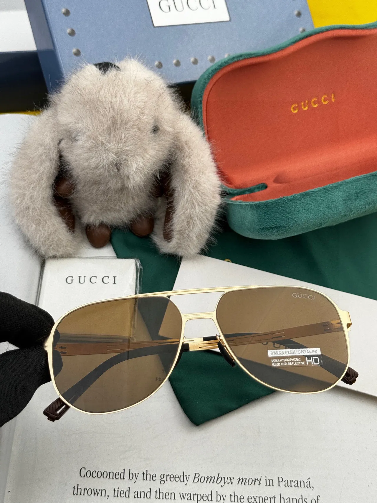 Black Aviator-Style Gradient Lens Sunglasses 7