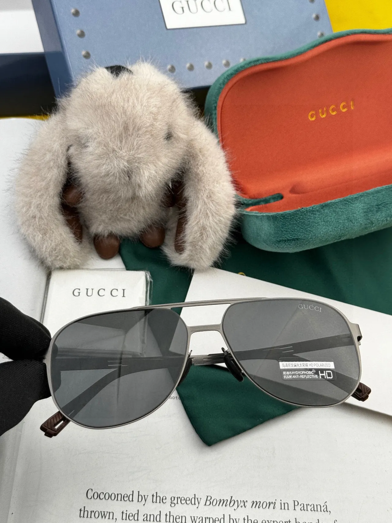 Black Aviator-Style Gradient Lens Sunglasses 8
