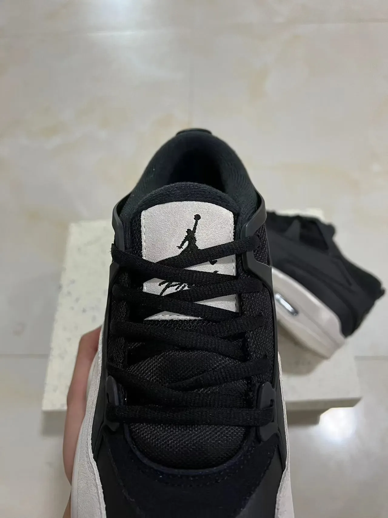 Black Beige Layered Synthetic Cage Visible Heel Air Unit Sneakers 4