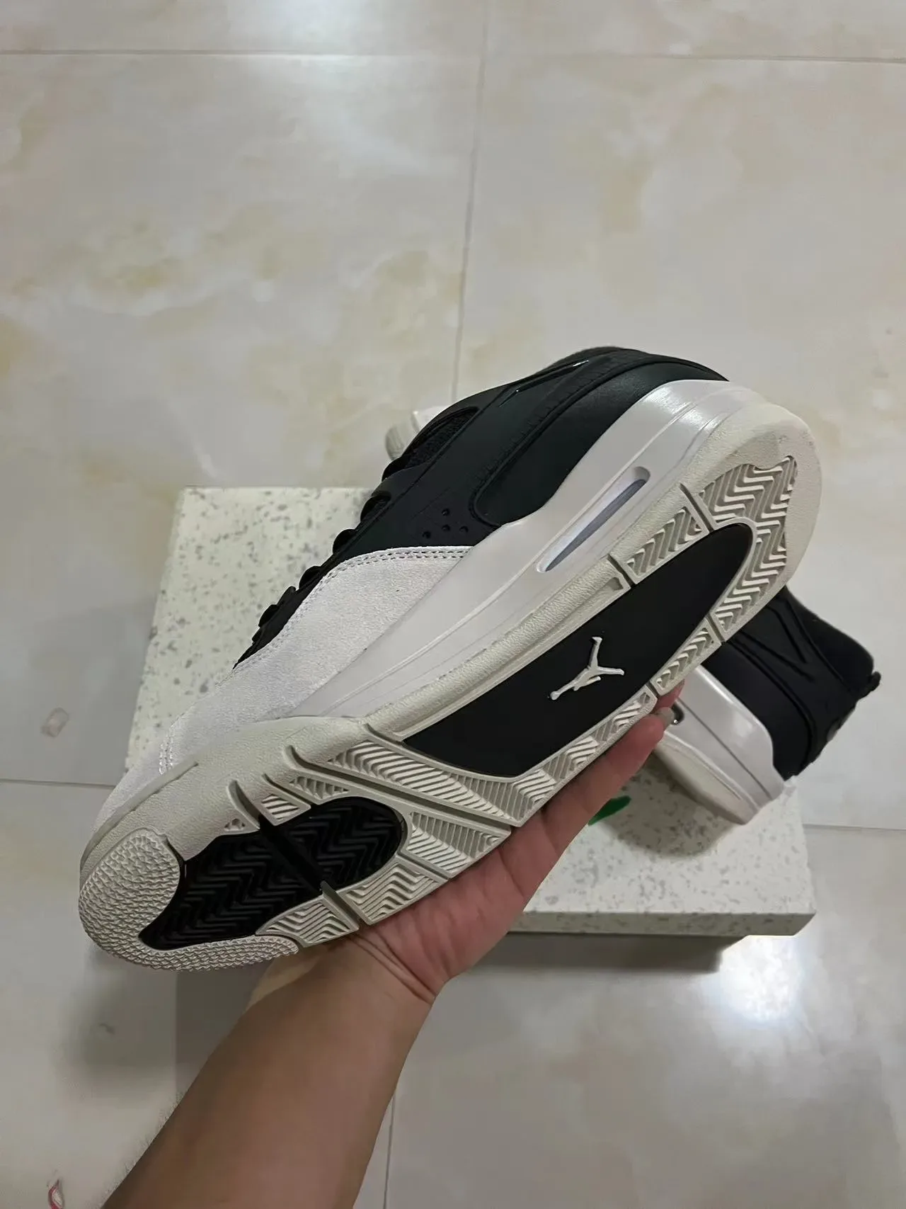Black Beige Layered Synthetic Cage Visible Heel Air Unit Sneakers 6