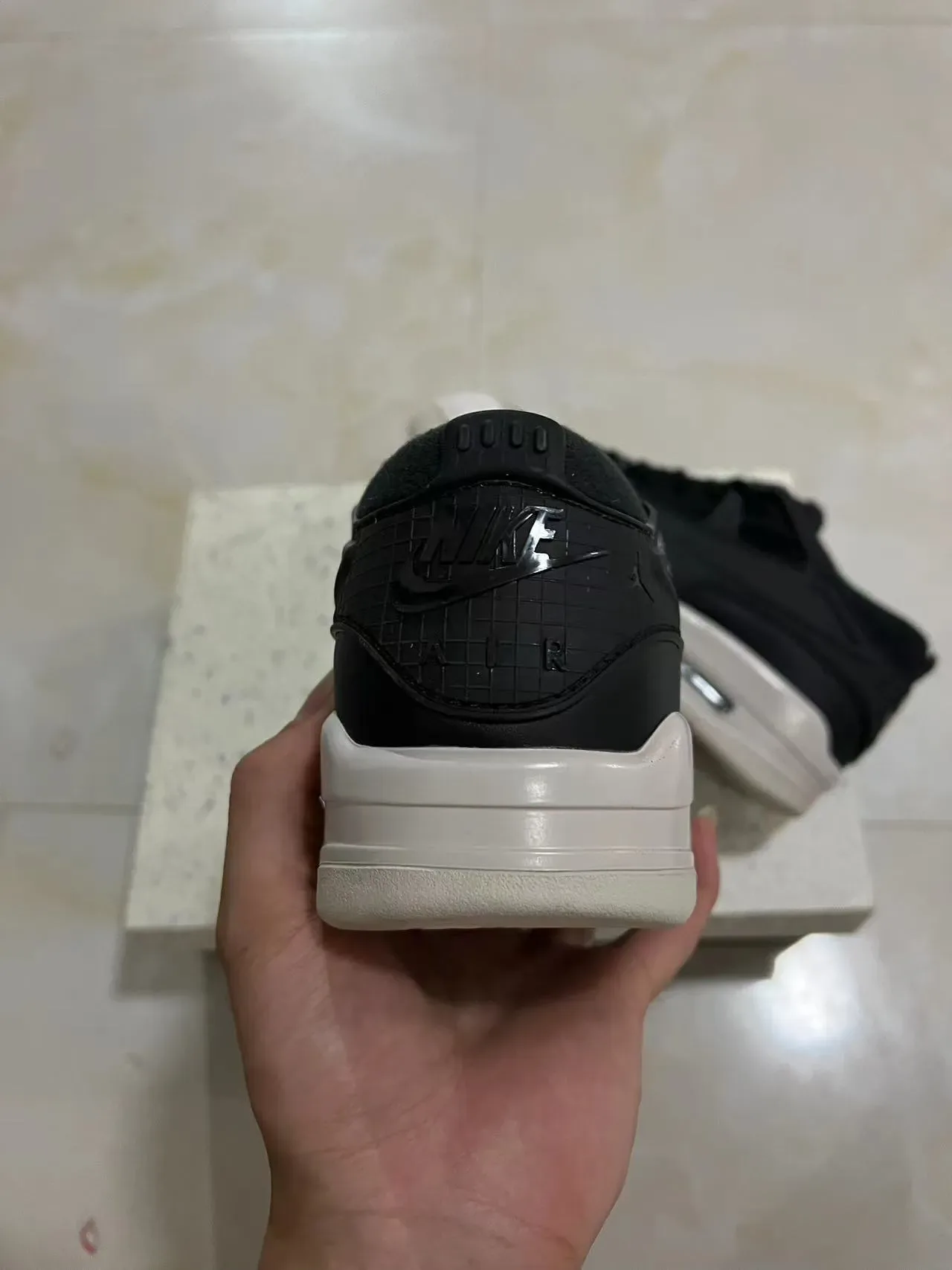 Black Beige Layered Synthetic Cage Visible Heel Air Unit Sneakers 8