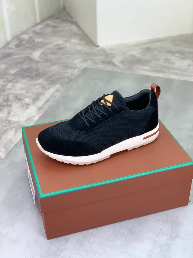 Black Beige Mesh And Suede Upper Tan Leather Tongue Accent Sneakers 5