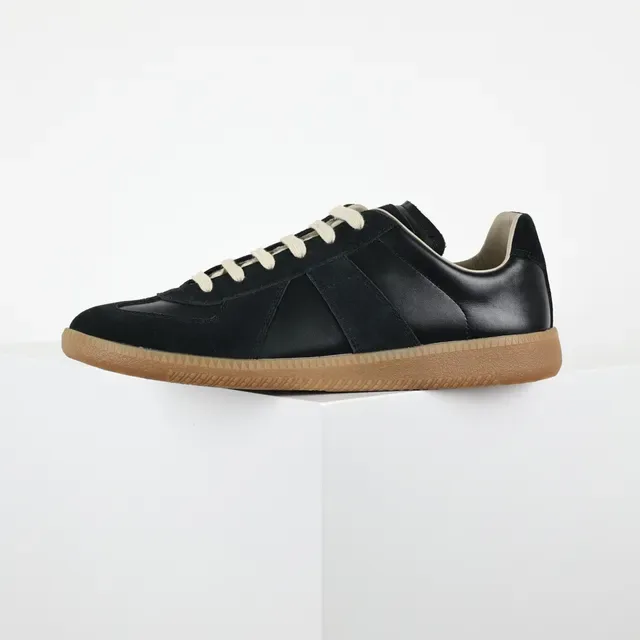 Black Beige Suede And Leather Panel Construction Flat Laces Lifestyle Sneakers 9