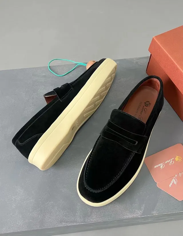 Black Beige Suede Penny Loafer 5