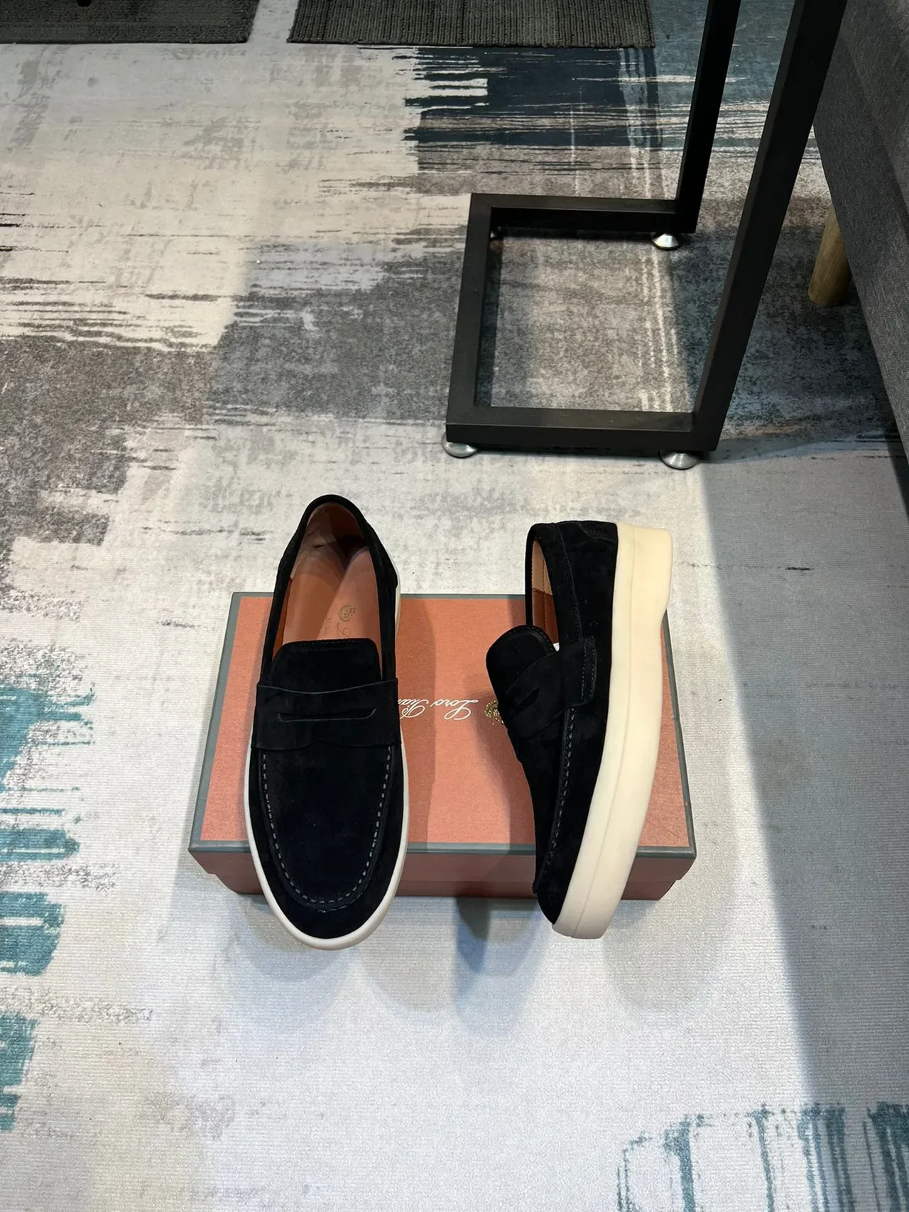 Black Beige Suede Upper Penny Strap Loafer 4