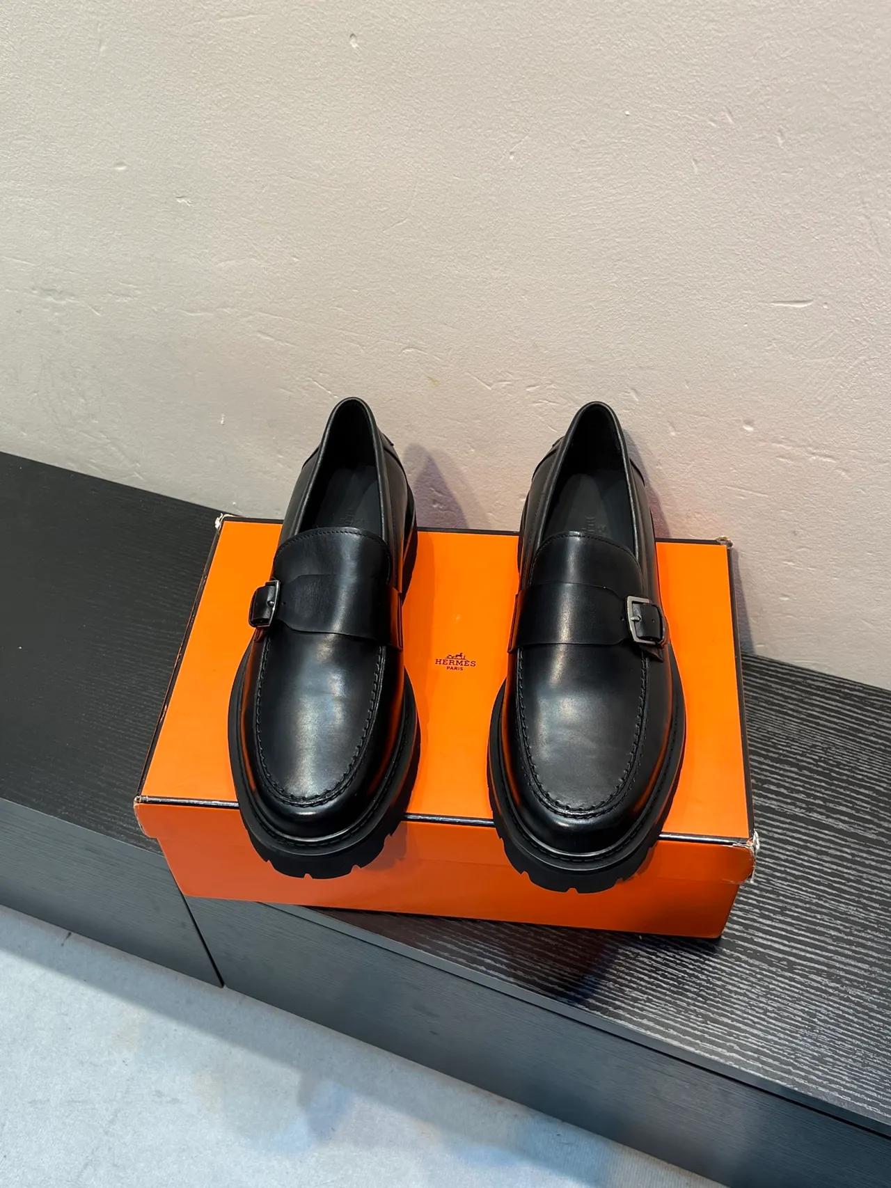 Black Buckle-Monk Strap Thick Lug Sole Loafer 2