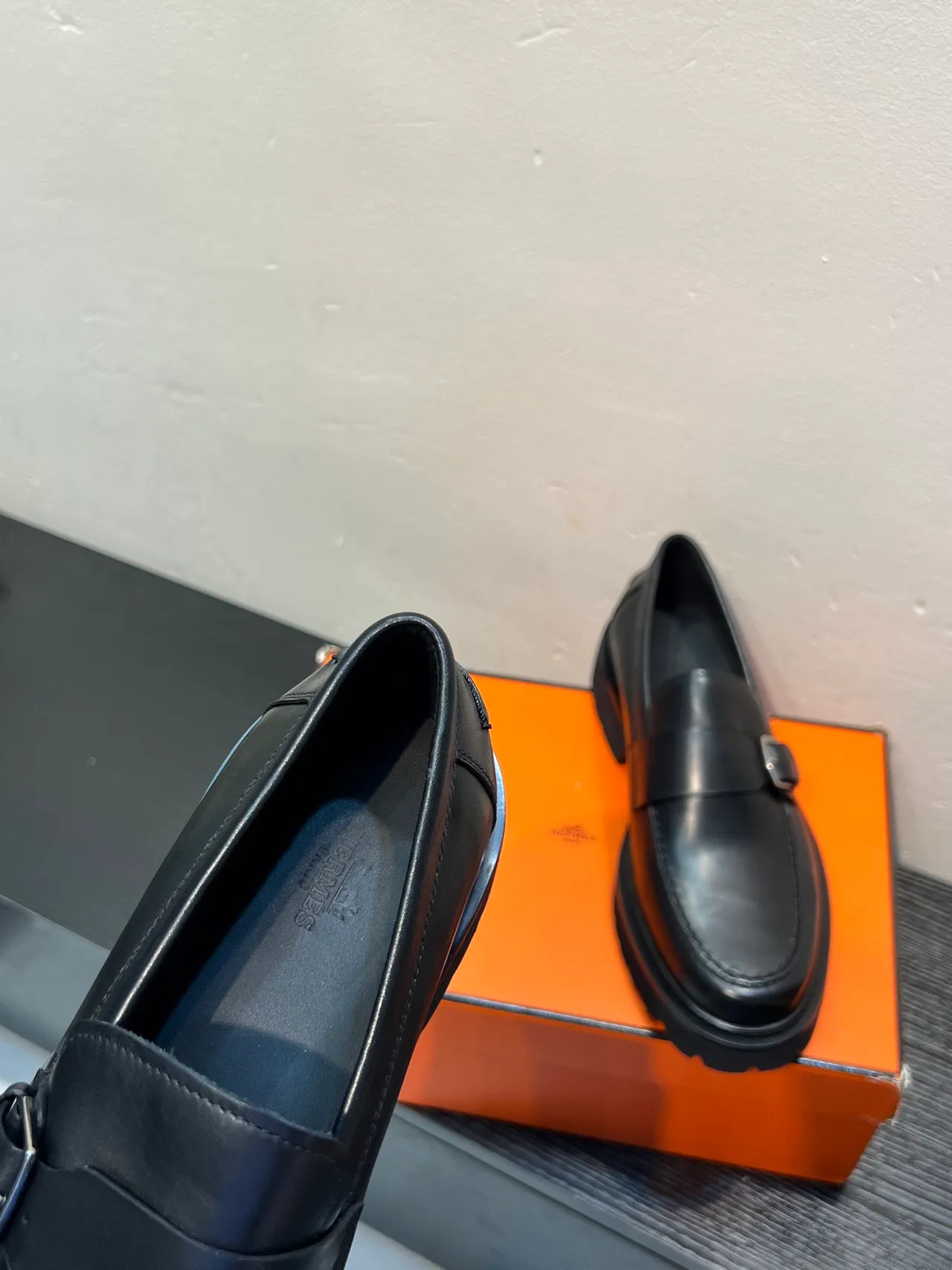 Black Buckle-Monk Strap Thick Lug Sole Loafer 7