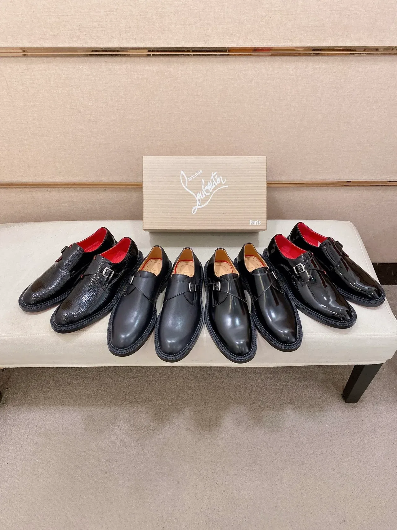 Black Croc-Embossed Single-Buckle Monk Shoe 2
