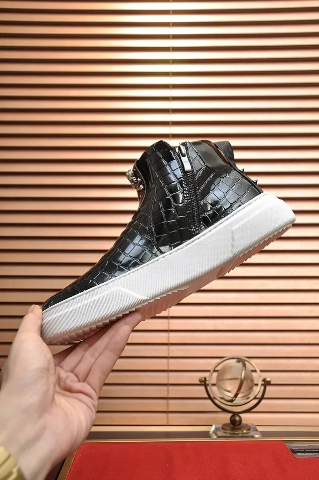 Black Croc-Embossed Zipper High-Top Lifestyle Sneaker 7