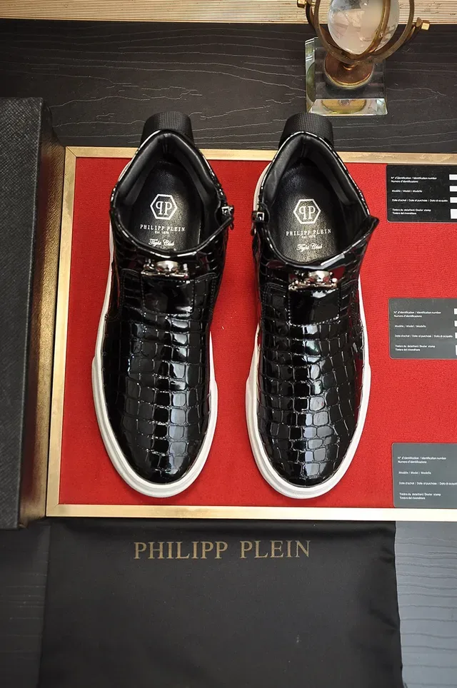 Black Croc-Embossed Zipper High-Top Lifestyle Sneaker 9