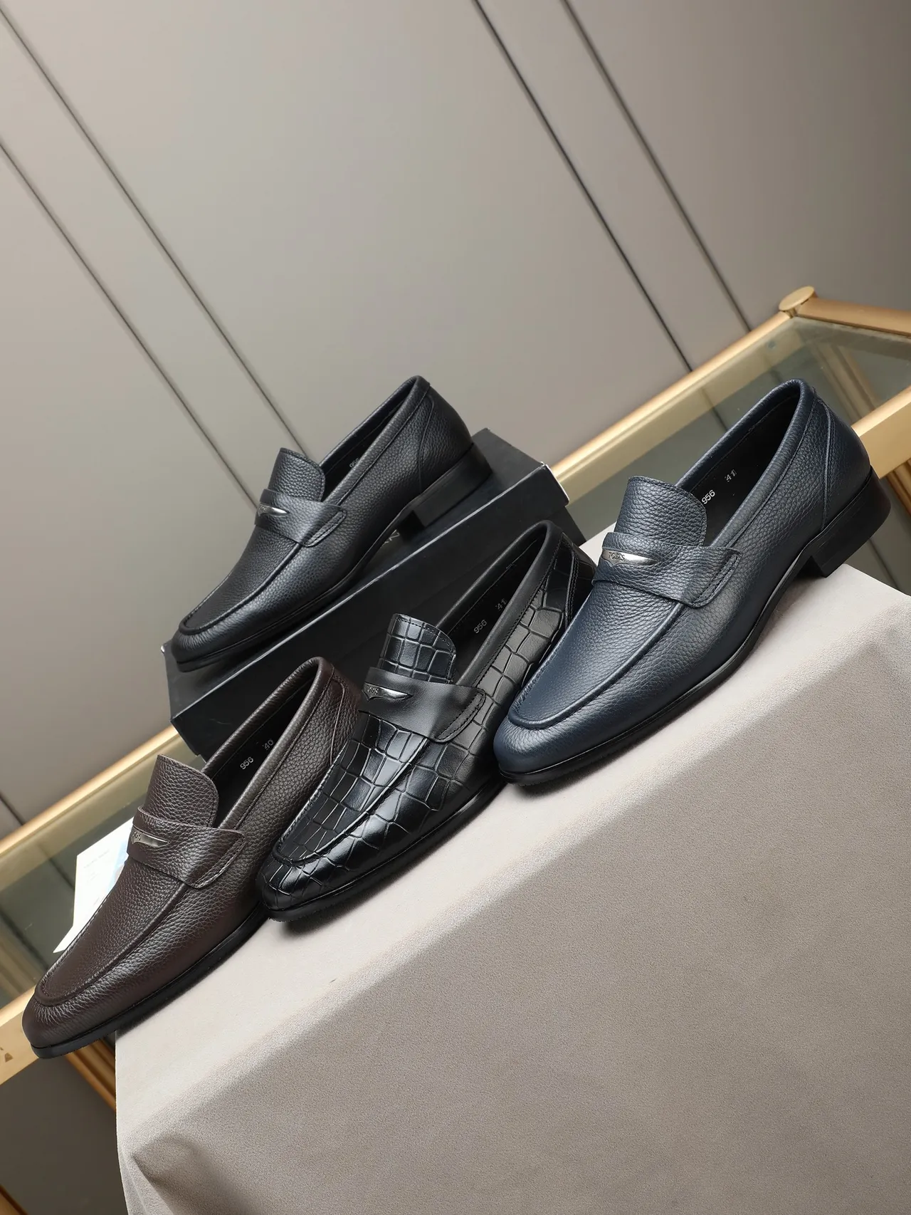 Black Crocodile-Embossed Penny Strap Loafer 2