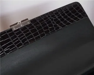 Black Crocodile-Embossed Structured Briefcase Handbag 2