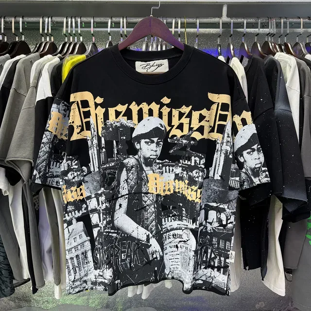 Black Cropped Graphic Print T-Shirt 5