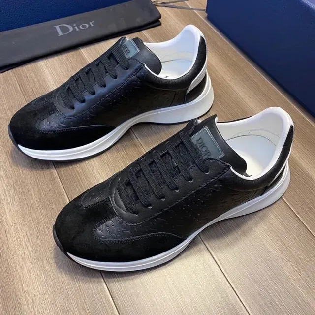 Black Embossed Leather and Suede Lifestyle Sneaker 2