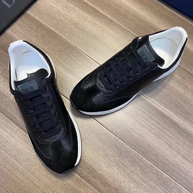 Black Embossed Leather and Suede Lifestyle Sneaker 3
