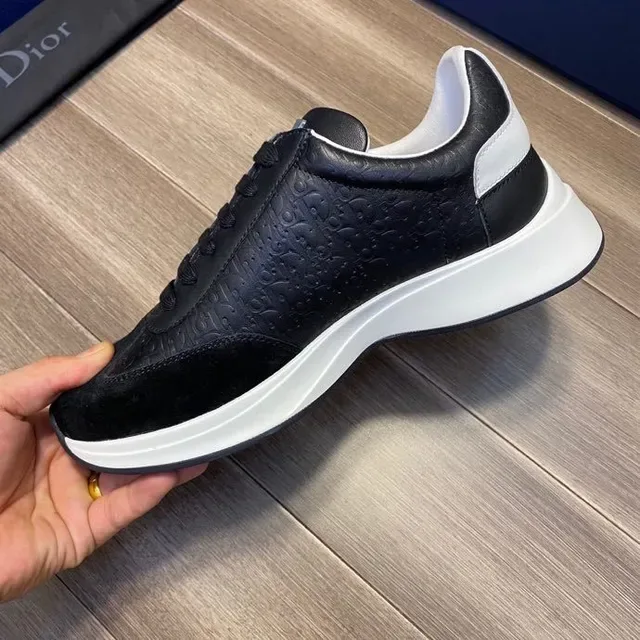 Black Embossed Leather and Suede Lifestyle Sneaker 4