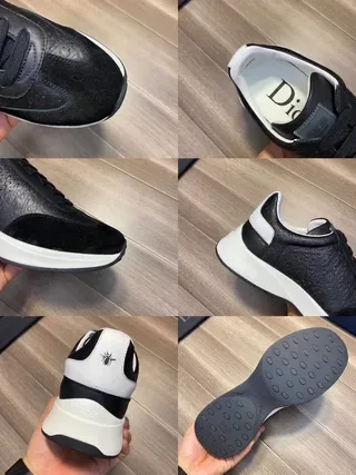 Black Embossed Leather and Suede Lifestyle Sneaker 5