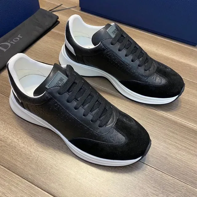 Black Embossed Leather and Suede Lifestyle Sneaker 6
