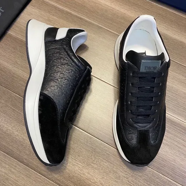 Black Embossed Leather and Suede Lifestyle Sneaker 7