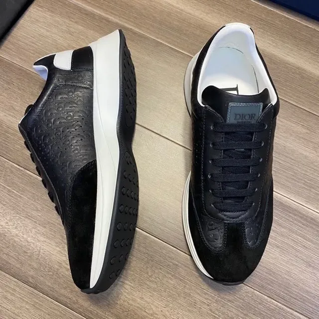 Black Embossed Leather and Suede Lifestyle Sneaker 9