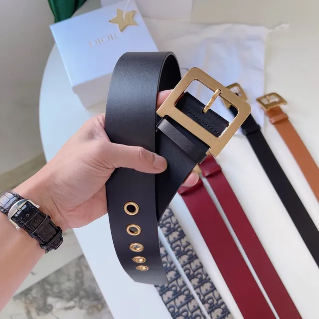 Black Gold Matte Strap Rectangular Buckle Leather Belt 5