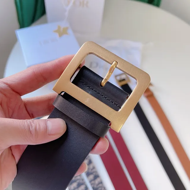 Black Gold Matte Strap Rectangular Buckle Leather Belt 8