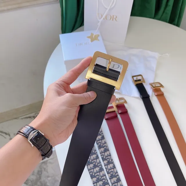 Black Gold Matte Strap Rectangular Buckle Leather Belt 9