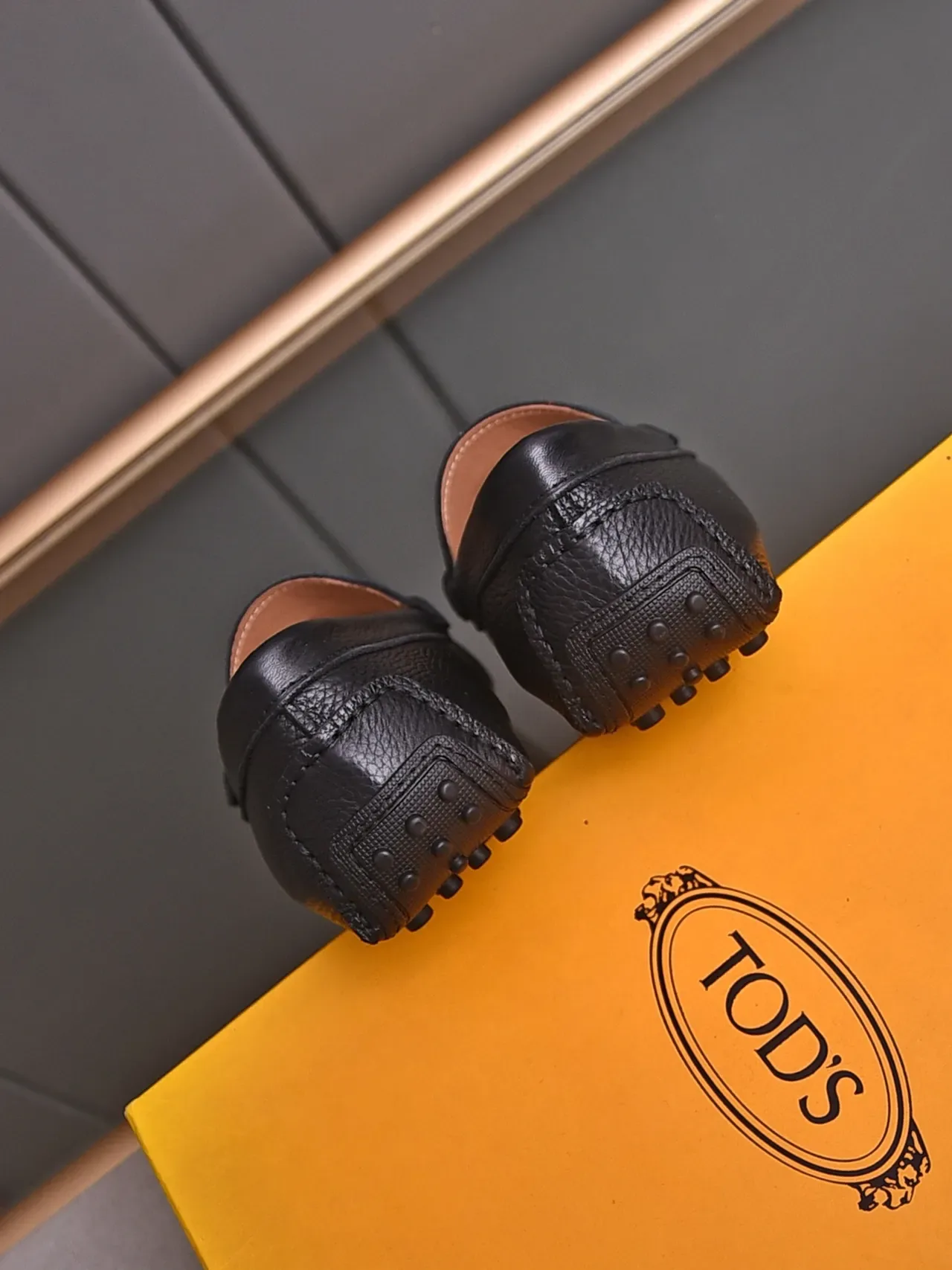 Black Gold Pebbled Leather Buckle Loafer 3