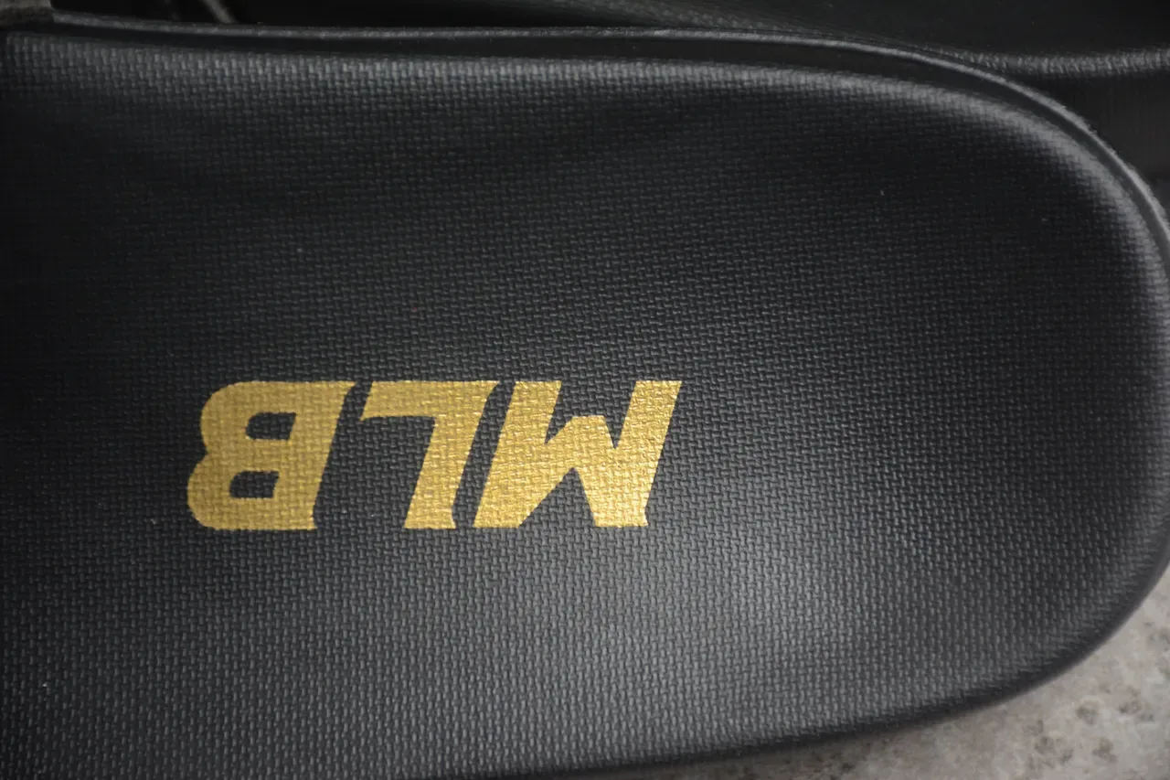 Black Gold Synthetic Upper Logo Accent Slippers 3